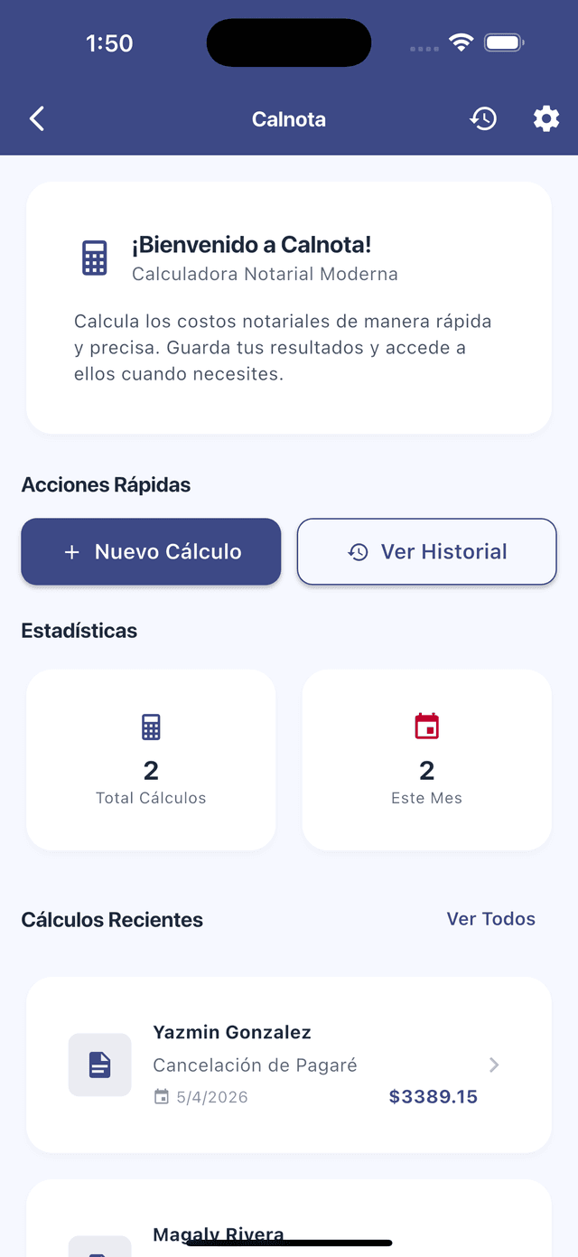 Dashboard Calnota